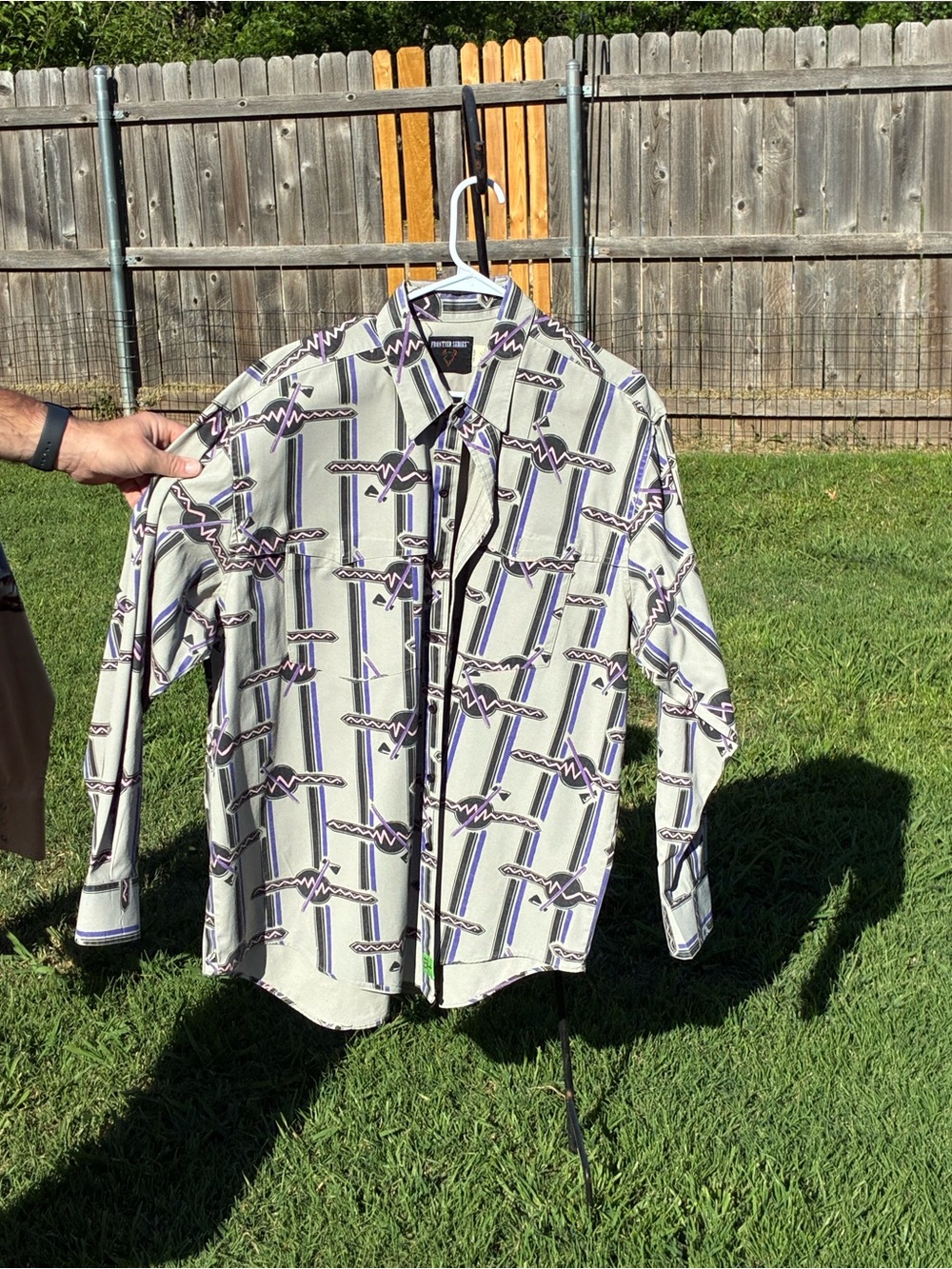 Vintage-Inspired Men's Button-Down Shirt in Cream with Geometric Pattern